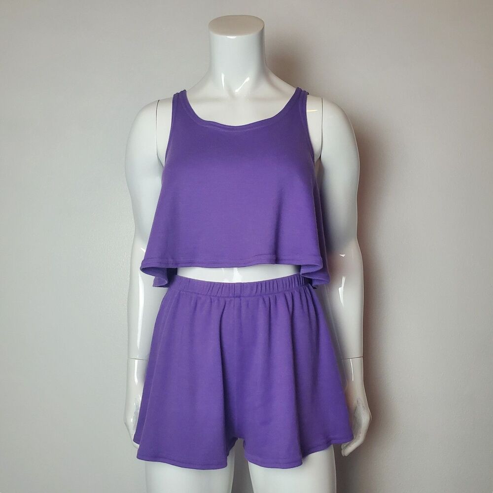 Vintage 80s Frederick's Of Hollywood Purple Tank and Short Set